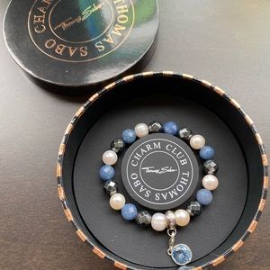 Thomas Sabo Blue and Black Beaded Bracelet with Pearls and Crystal Charm